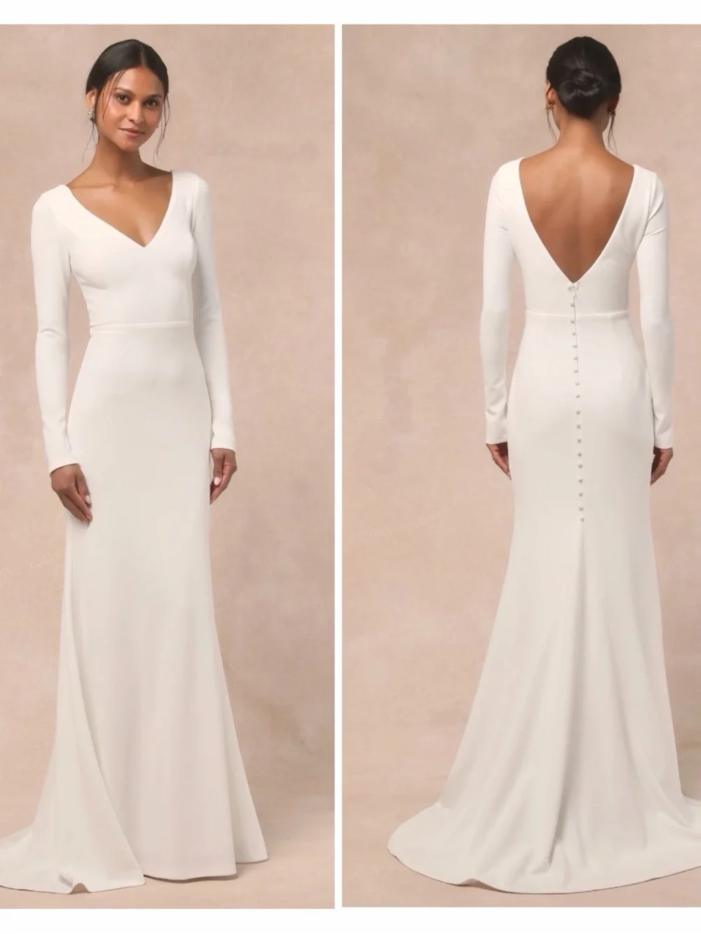 long dress peach Cyra Plunge Satin Midi Dress - Peach